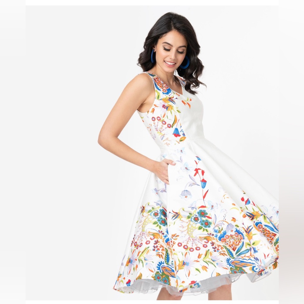 NWT Eva Rose Floral White Dress XXL 🌸🌹🌺 BG 02